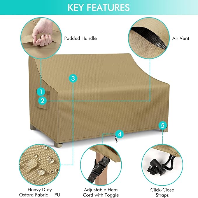 WLEAFJ Patio Sofa Cover Waterproof, 3-Seater Outdoor Sofa Cover, Heavy Duty - Image 3