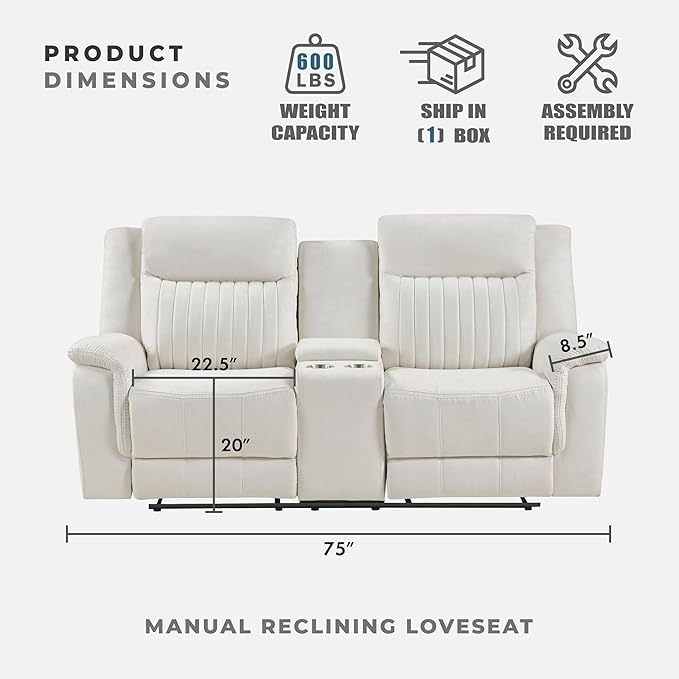 Lexicon Manual Double Reclining Loveseat, Polished Microfiber Manual Wall - Image 5