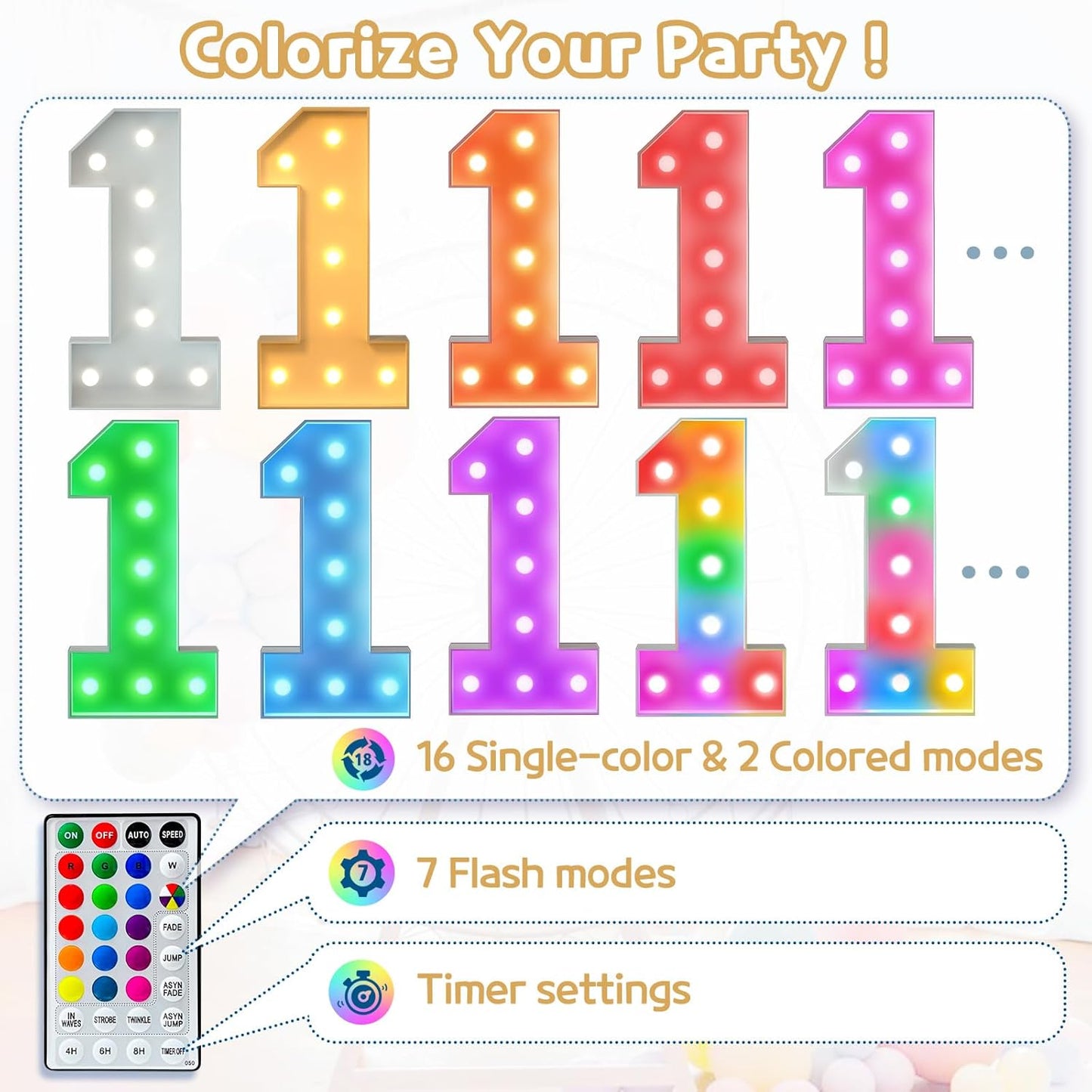 Marquee Numbers Colorful 16th-Birthday Decoration: 4FT Large Light Up Sweet 16 Year Old Birthday Decorations Anniversary Backdrop for Boys Girls Cardboard Sign 18 Colors Number 16 Mosaic Balloon Frame