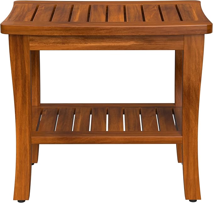 Large Teak Wood Shower Bench Stool - Image 9