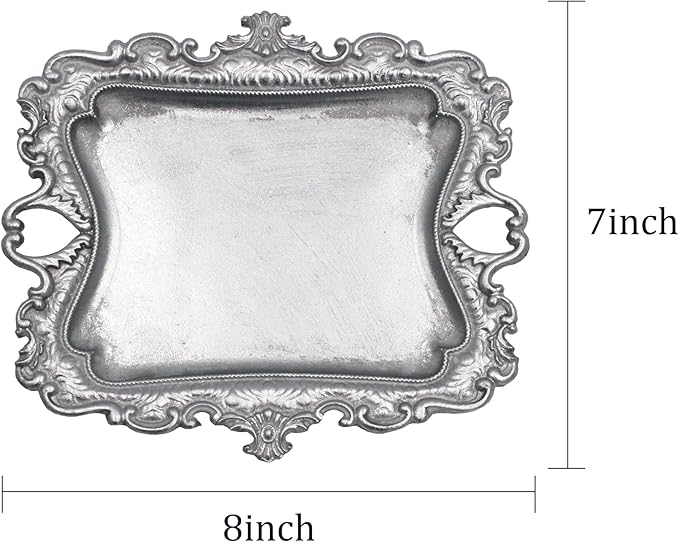 Funly mee 8 x 7 inches Antique Trinket Dish Vintage Jewelry Tray, Ring Holder - Image 4