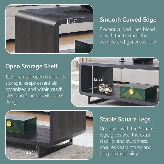 IFGET 48" Modern Coffee Table, 2-Tier Minimalist Center Table - Image 5