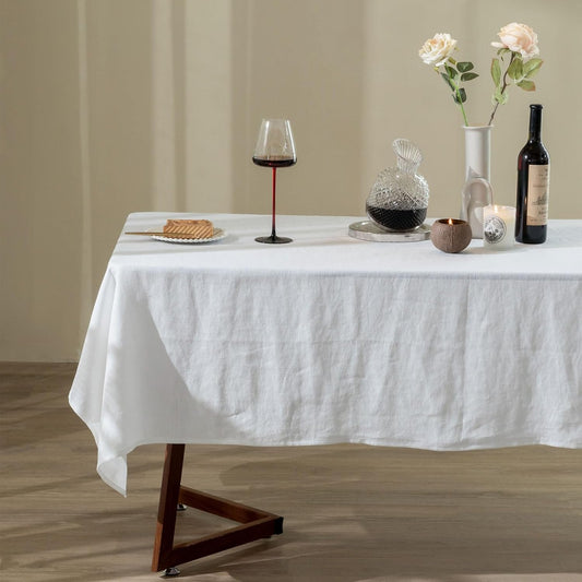 Talasily Linen Tablecloth 100% Pure Linen Table Cloth 60x108 Inches Rectangle Tablecloths Washable Cloths for Kitchen, Dining, Buffet Parties, Holidays, Picnic, Weddings and Restaurants-White