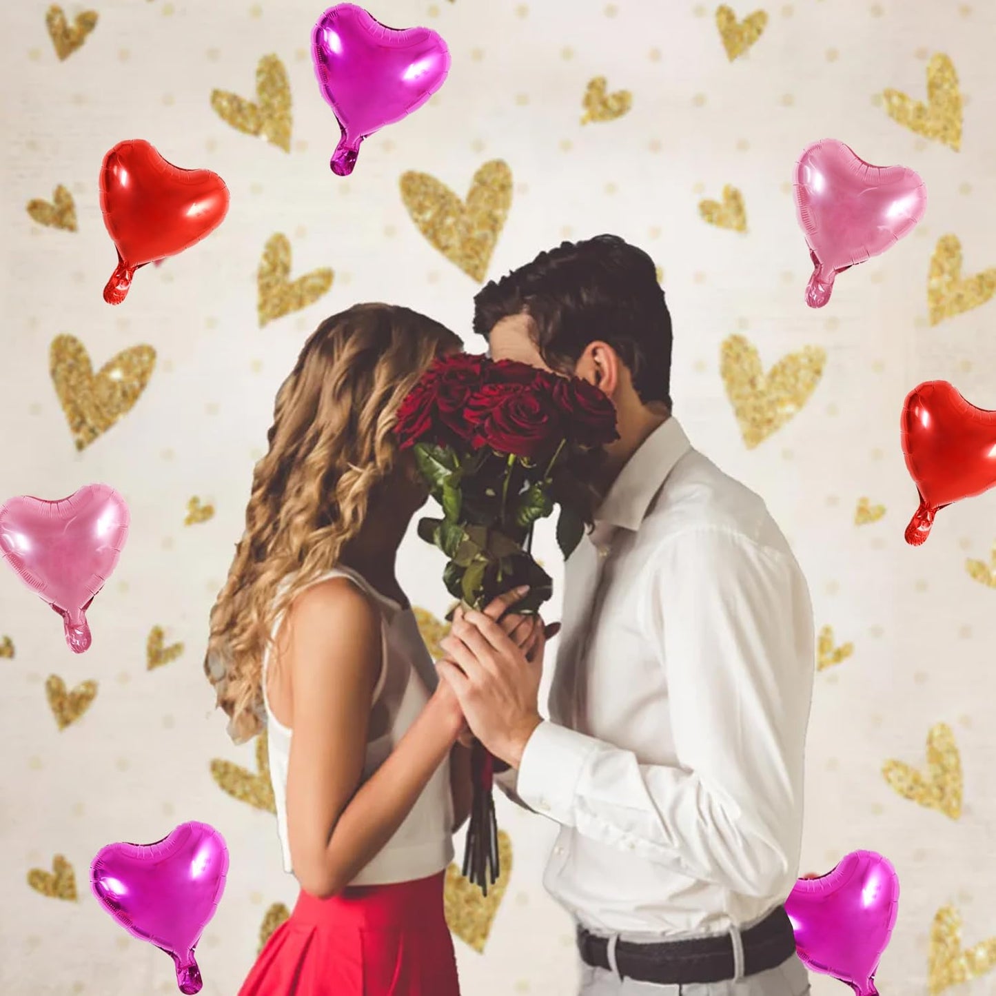 TONIFUL 30Pcs 10 Inch Heart Balloons Valentine’s Day Red Pink Hot Pink Heart Shape Foil Mylar Balloons Decoration for Valentine's Day Wedding Bridal Shower Anniversary Engagement Party Supplies