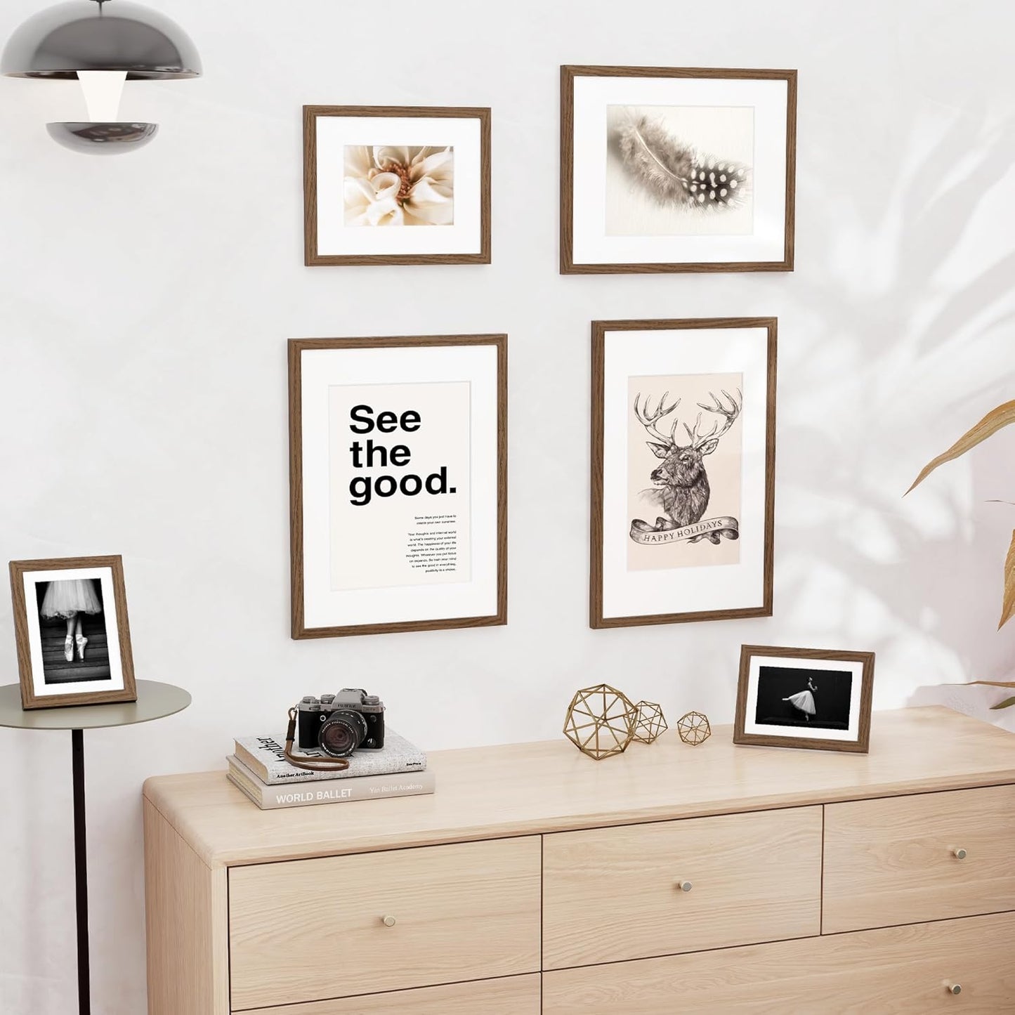 8x10 inch Picture Frame, 8x10 Photo Frames with 5x7 Removable Mat - High Definition Plexiglass - Vertical and Horizontal Display - Wall Hanging Frame - Walnut Color, 12 Pack