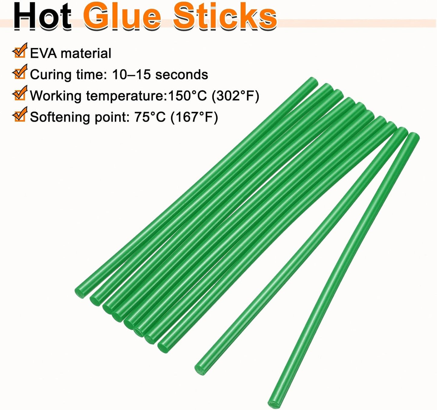 HARFINGTON 10pcs Hot Glue Sticks 0.28" Dia x 5.91" Long EVA Mini Hot Melt Adhesive Glue Stick for Hot Melt Gun Wood Plastic Glass Flowers Fabrics Foam, Deep Green