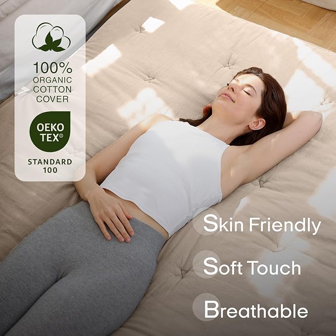 ZonLi Japanese Floor Futon Mattress Twin Size 75"x 39", 100% Cotton Cover 2.5'' - Image 2