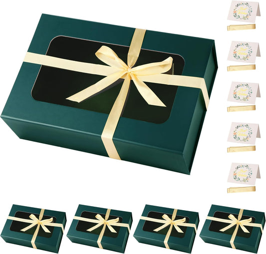 Green Large Gift Boxes with Window, 13.5"x9"x4.3" Bridesmaid Boxe for Gift Giving,Birthday Gift Box with Magnetic,Closure Lid Gift Boxes for Presents,Cute Boxe,Luxury for Gift Packaging,Gift Box for Wrapping Gifts