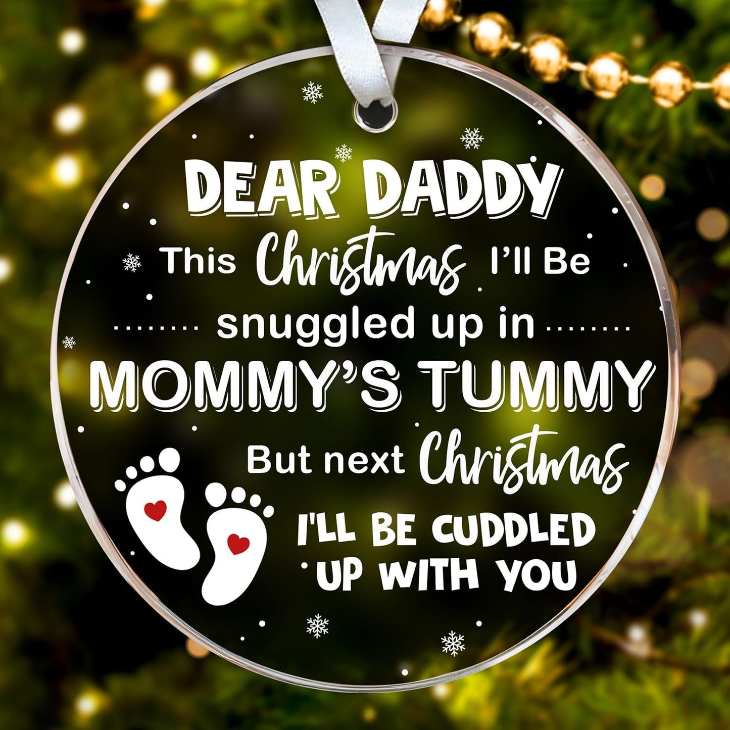 HEXMOZ First Time Dad Gifts - New Dad Gifts - Bumps First Christmas Ornament - Pregnancy Announcement for Husband, Soon to Be Daddy, 1st Time Daddy Gift - Expecting Baby on The Way