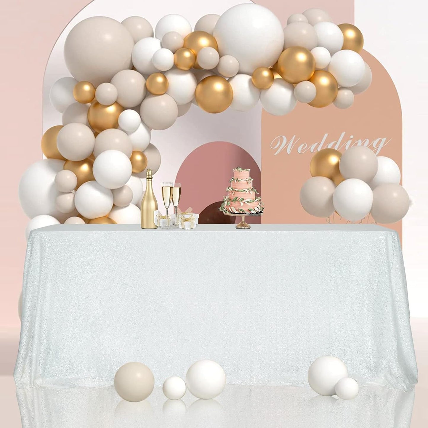 SquarePie Sequin Tablecloth 50 x 72 Inch White Sparkly Table Linen for Wedding Party