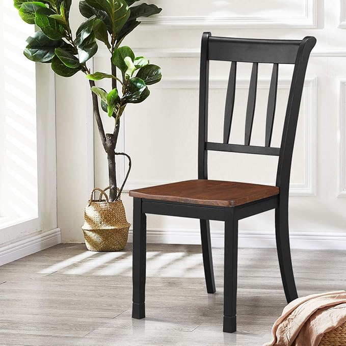 Giantex Wood Dining Chairs Set of 2, Armless Kitchen Chairs w/Solid Rubber Wood - Image 4