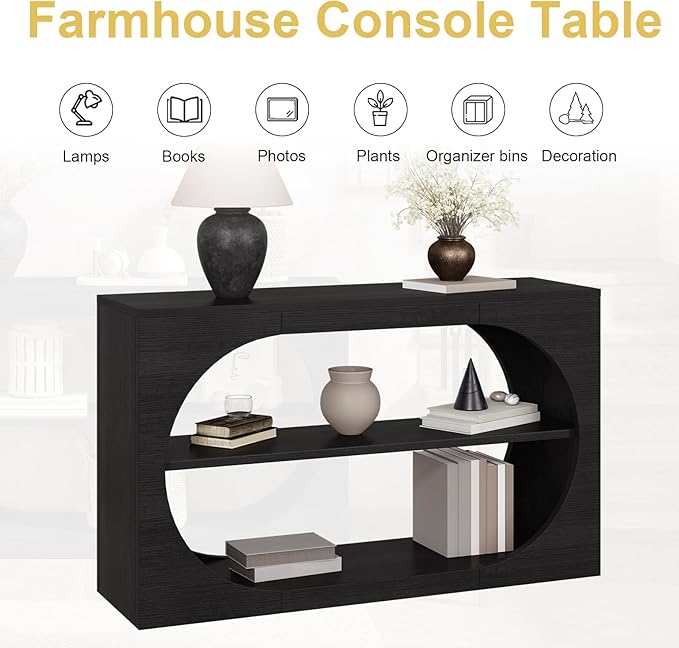 55-Inch Entryway Table with Storage, 3-Tier Console Tables, Behind Couch Table - Image 8