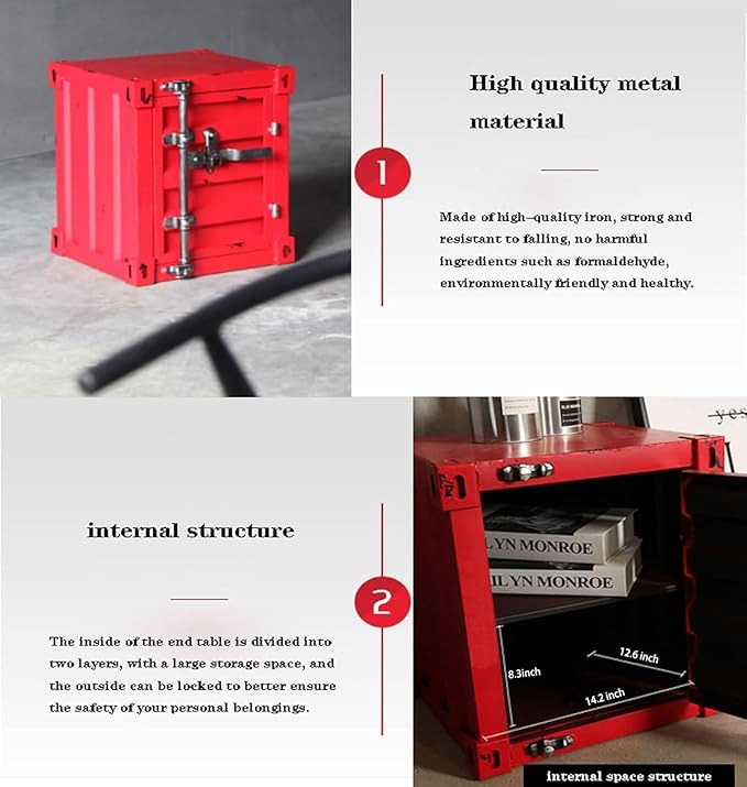ZHAOYONGLI-End Tables Industrial Nightstand Table, Old - Image 6