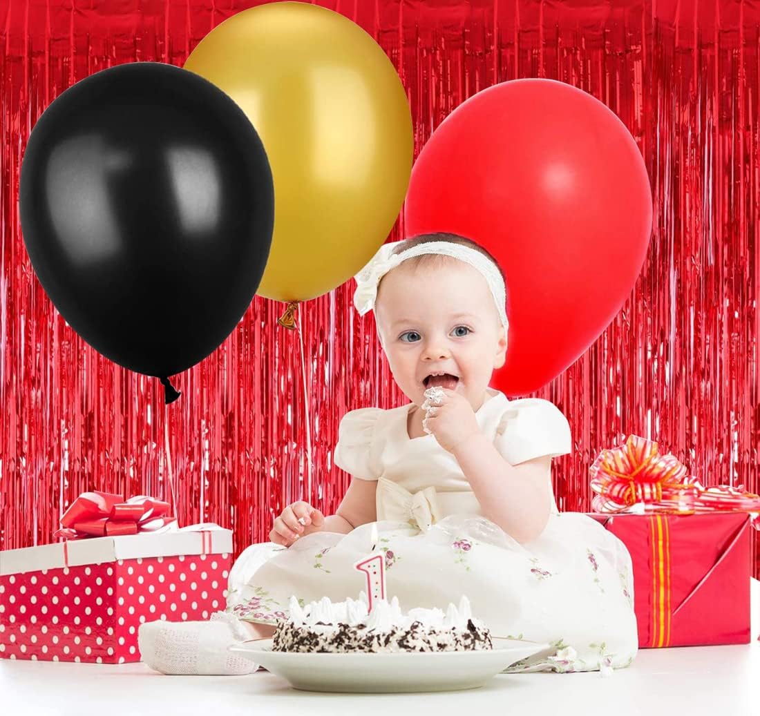 3Pcs Red Metallic Tinsel Foil Fringe Curtains,3.28ft x 6.56ft Red Photo Booth Backdrop Streamer Curtain,Photo Booth Props,Ideal Bachelorette Party Supplies,Birthday, Christmas,New Year Decorations