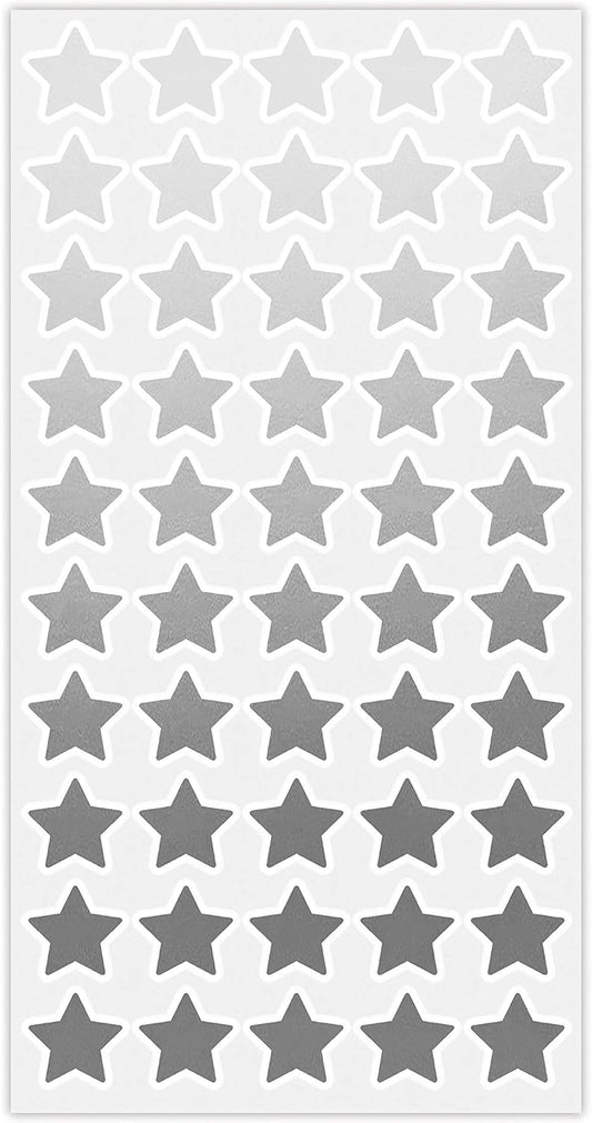 50 Wedding Meal Stickers - Food Identifier & Menu Choice Place Cards for Party Seating - Meal Option Indicator (Silver, Star)