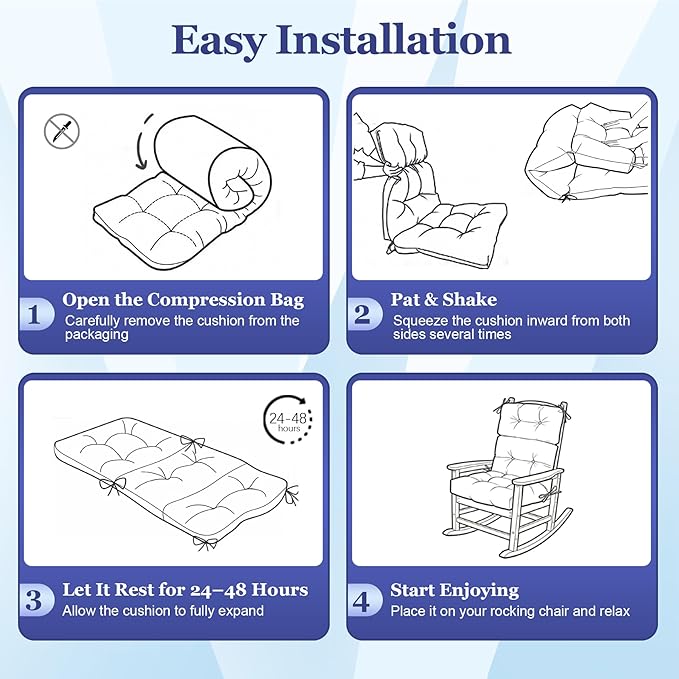 Rocking Chair Cushion, Waterproof and Fade-Resistant Adirondack Rocker Cushions - Image 8