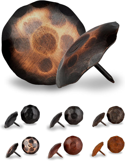 50 Pack 2" Round Head Iron Clavos Decorative Nails – Oil Rubbed Bronze – Handmade Rustic Round Fasteners for Farmhouse Shutters, Faux Wood, Barn Doors, Shutters, Gates – Ornamental Wood Accent