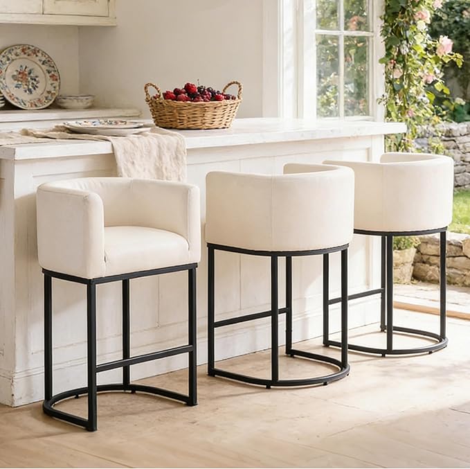 ClinQ 26" H Counter Height Bar Stools Set of 2, Modern Barrel Counter Stools - Image 8