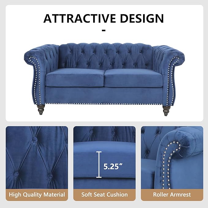 QHITTY 2 Piece Living Room Set, Sectional Chesterfield Sofa Chair Contemporary - Image 5