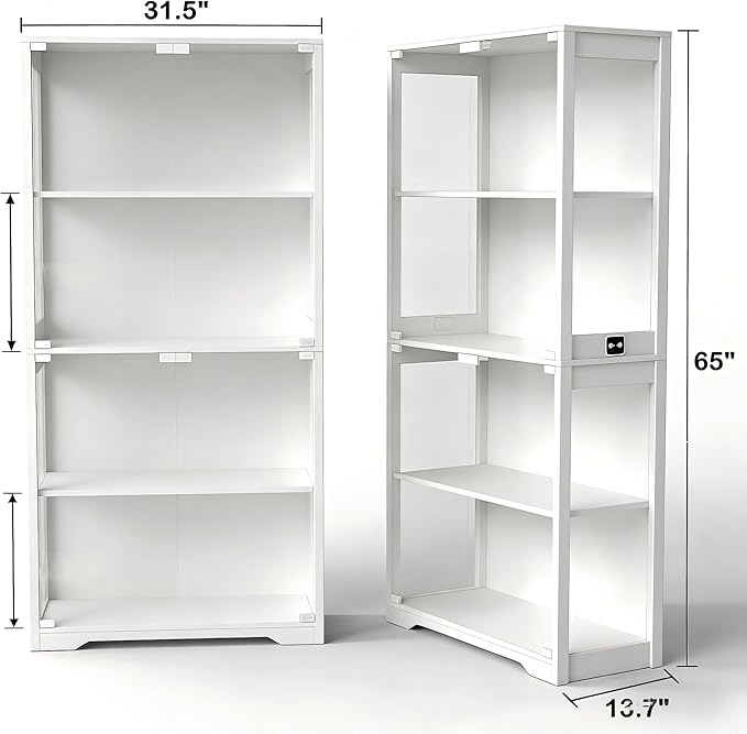 Display Cabinet with Glass Doors, Curio Cabinet with 3 LED Lights and Human - Image 2