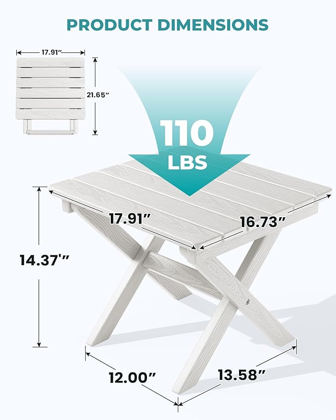 SERWALL Folding Outdoor Side Table Set of 4, Small Adirondack Side Table - Image 3