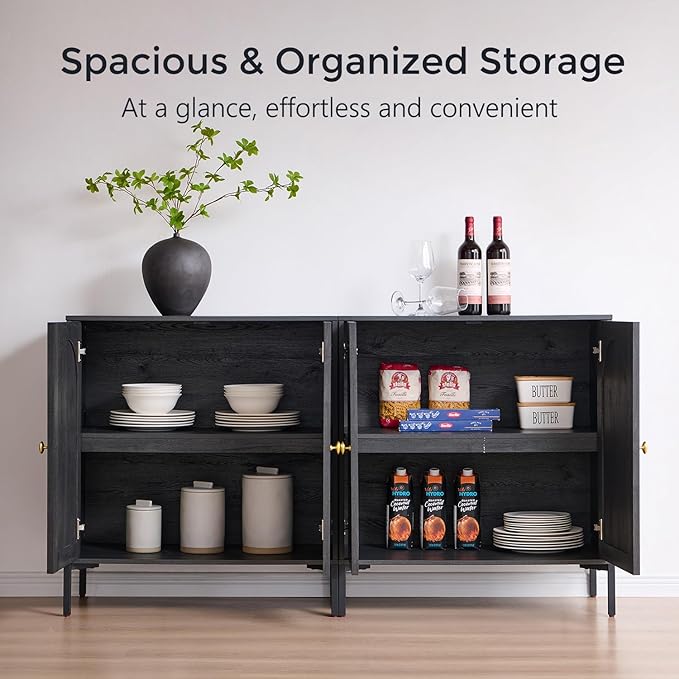 IFBUY Modern Sideboard Buffet Cabinet, 123.5" W Fluted Arched Buffet Cabinet - Image 3