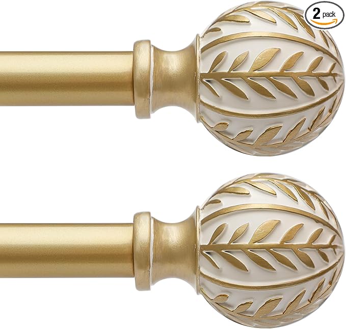 QDWIS 2 Pack Gold Curtain Rods for Windows 28 to 48 inch, Rustic Decorative by Unknown