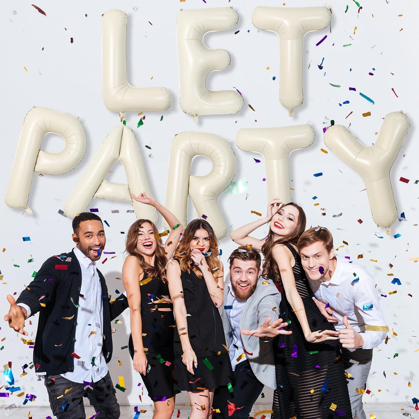 Big Alphabet Foil Word Balloons - 40 Inch Cream, Beige & White Large Inflatable Name Balloons for Women's Birthday Party Decoration