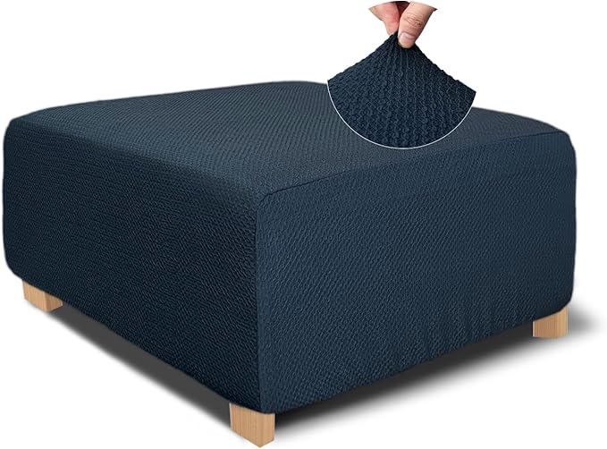 NeColorLife Rectangle Ottoman Cover Jacquard Fabric Slipcover Thick Stretchable by NeColorLife