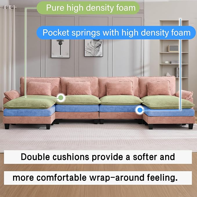 Oprisen 154" Modular Sectional Sofa, Comfy Cloud Couch Sectional Sofa - Image 3