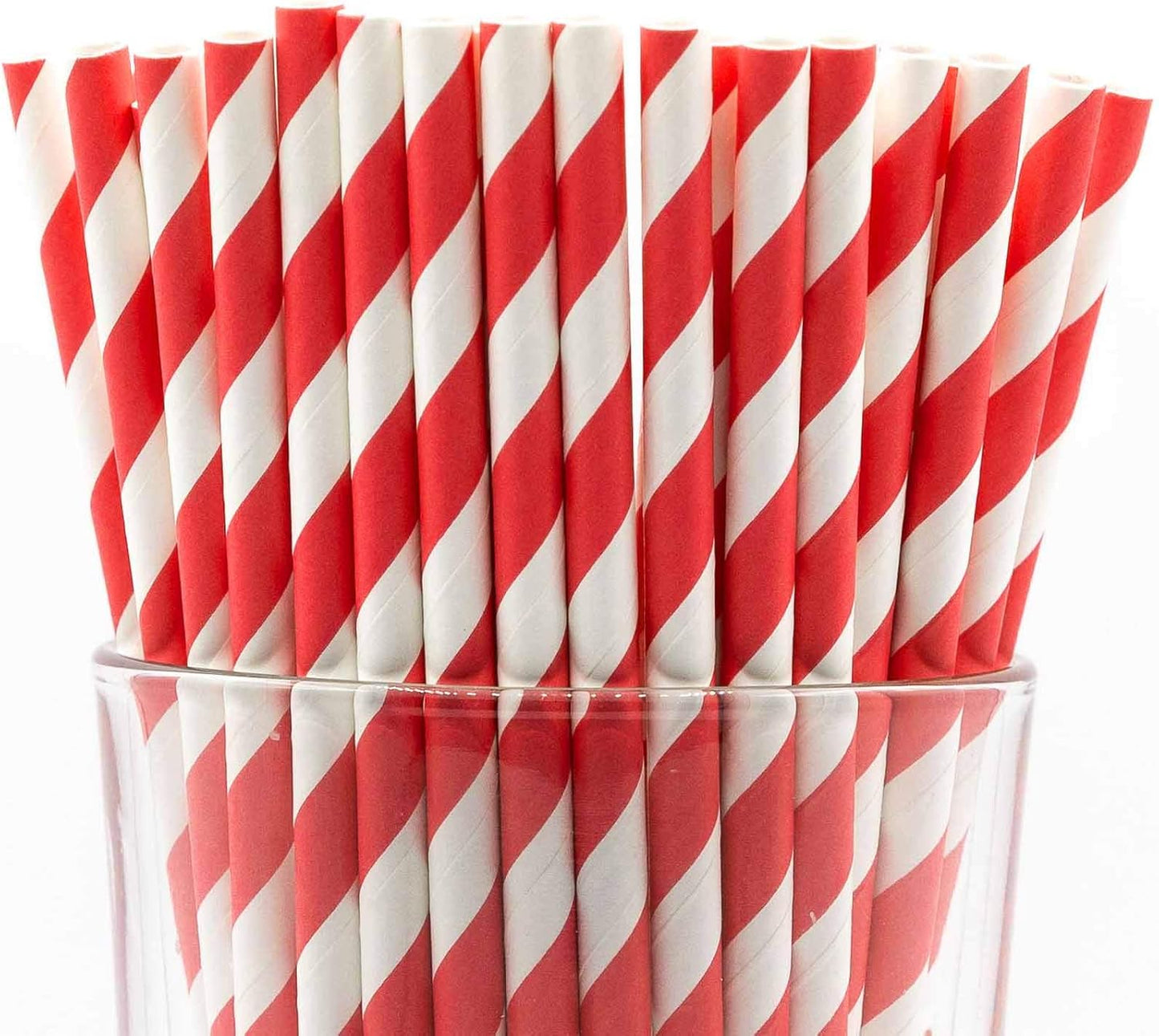 Pack of 150 Red Swirls Biodegradable 4-Ply Paper Drinking Straws (Compostable, Non-toxic, BPA-free)