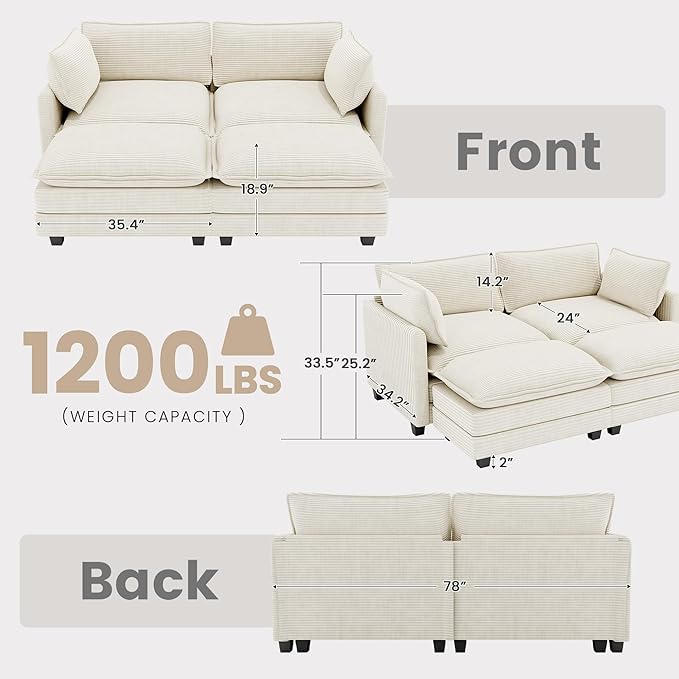 78'' Modular Sectional Cloud Couch - Image 2
