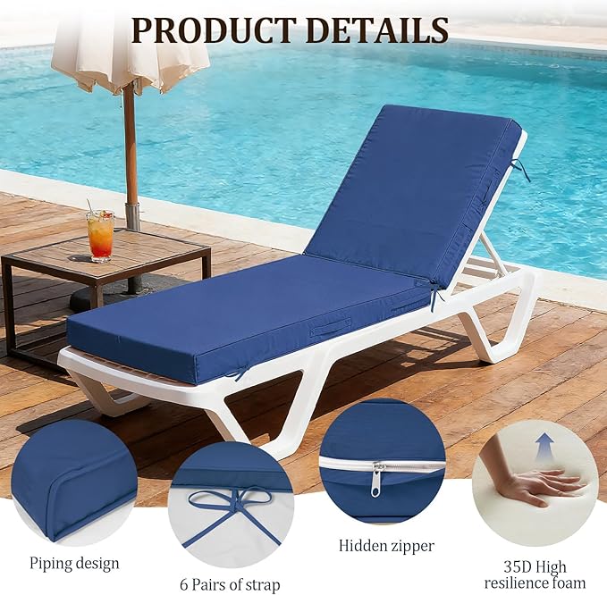 80x26x4in Lounge Cushions for Outdoor Furniture, Outdoor Lounge Chair Cushions - Image 5