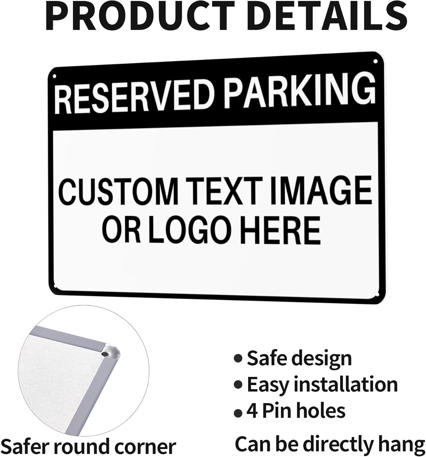 Custom Reserved Parking Metal Sign for Outside Personalized Signs with Photo Text or Logo for Outside Wall Decor Aluminum Fade Resistant Signs for Business Office Home