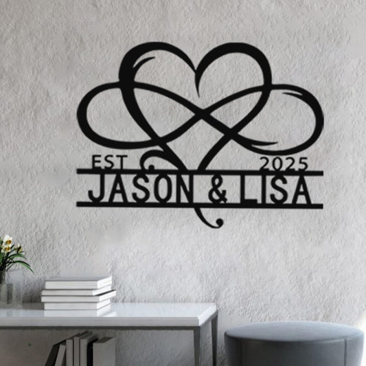 NAZENTI Personalized Metal Couple Sign Gift, Wedding Gift, Family Name Sign, Outdoor Name, Anniversary, Home Decor, Front Door