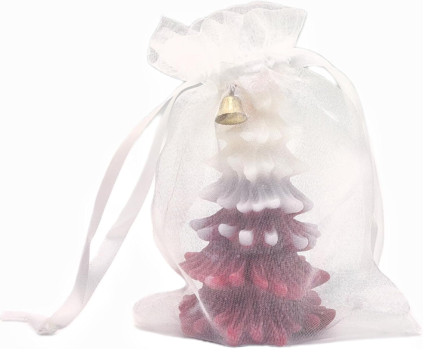 QIANF 20 Pcs 6x9 White Sheer Organza Gift Bags with Drawstring, Goodie Bags Candy Jewelry Mesh Bags Wedding Party Favor Bags Gift Wrapping Supplies