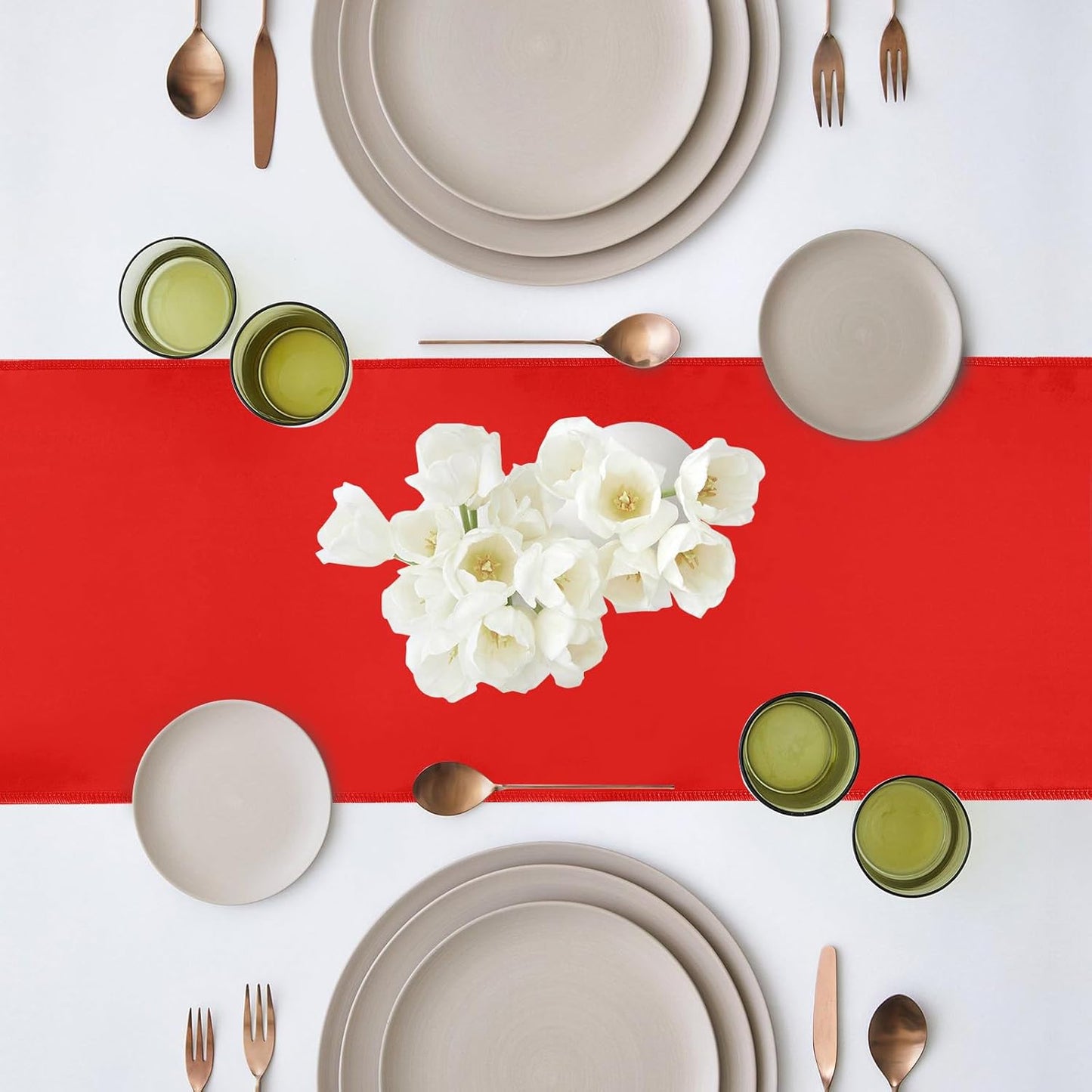 10 Pack Satin Table Runner 12 x 108 Inch Long Red Silk Table Runner for Wedding Party Banquet Birthday Decoration