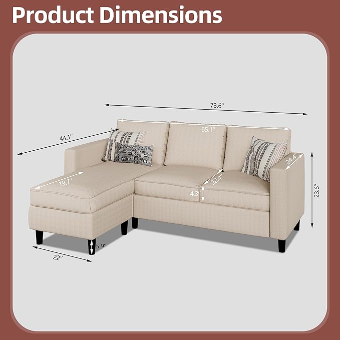 Nuturelly Convertible Sectional Sofa Couch - Image 2
