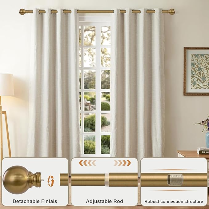 2 Pack Warm Gold Curtain Rods Double - Image 3