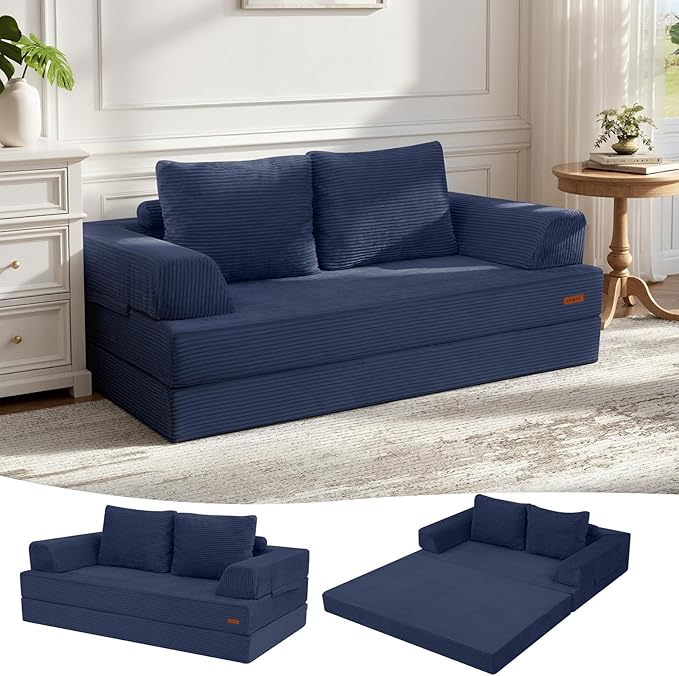 COMAX Convertible Sofa Bed, Folding Floor Couch Corduroy Fold Out Couch Bed by COMAX
