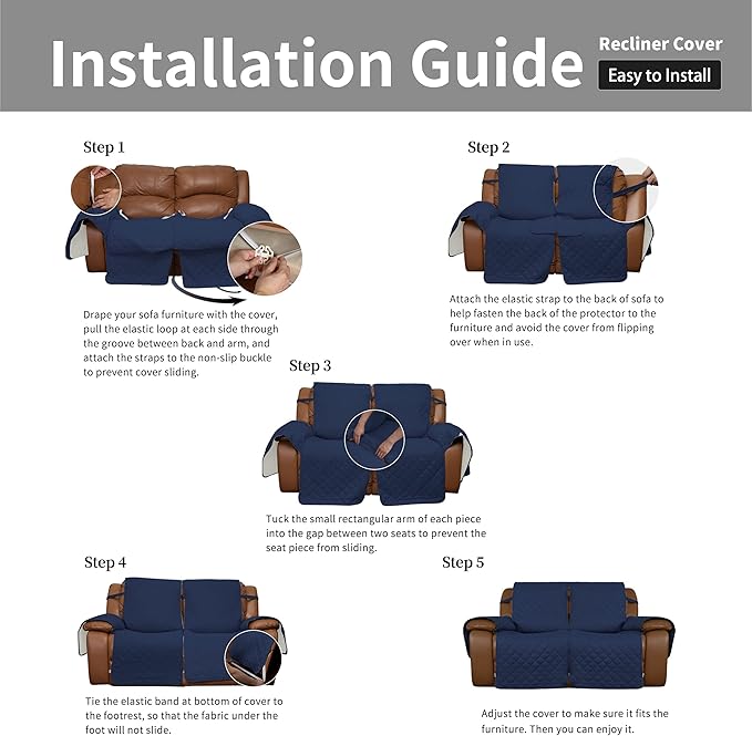Easy-Going Oversized Loveseat Recliner Cover, Reversible Couch Cover - Image 7