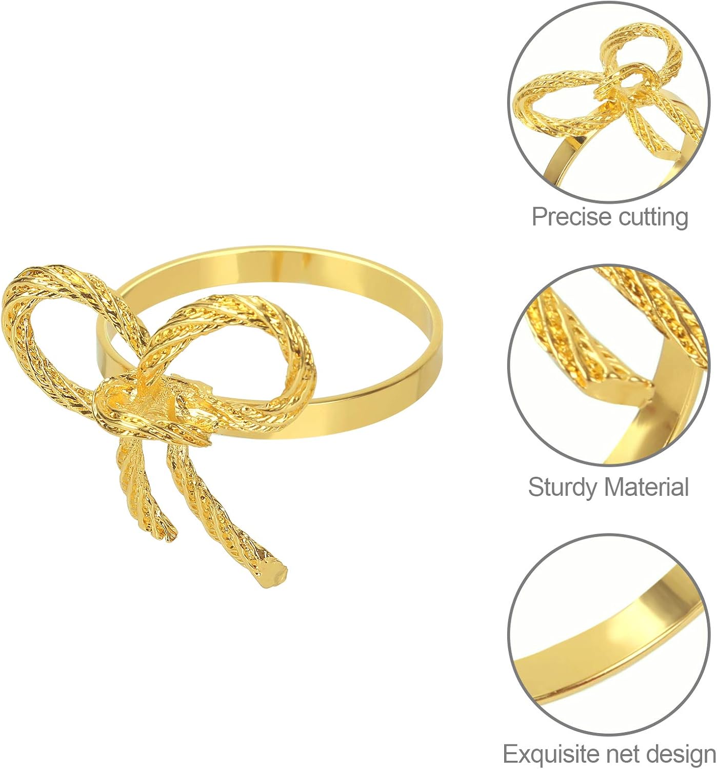 Pack of 12 Napkin Rings Alloy Hollow Out Flower Napkin Holder Dinning Table Napkin Ring for Dinner Parties Wedding Banquet Table Setting Family Gatherings Table Decor（Gold，12）