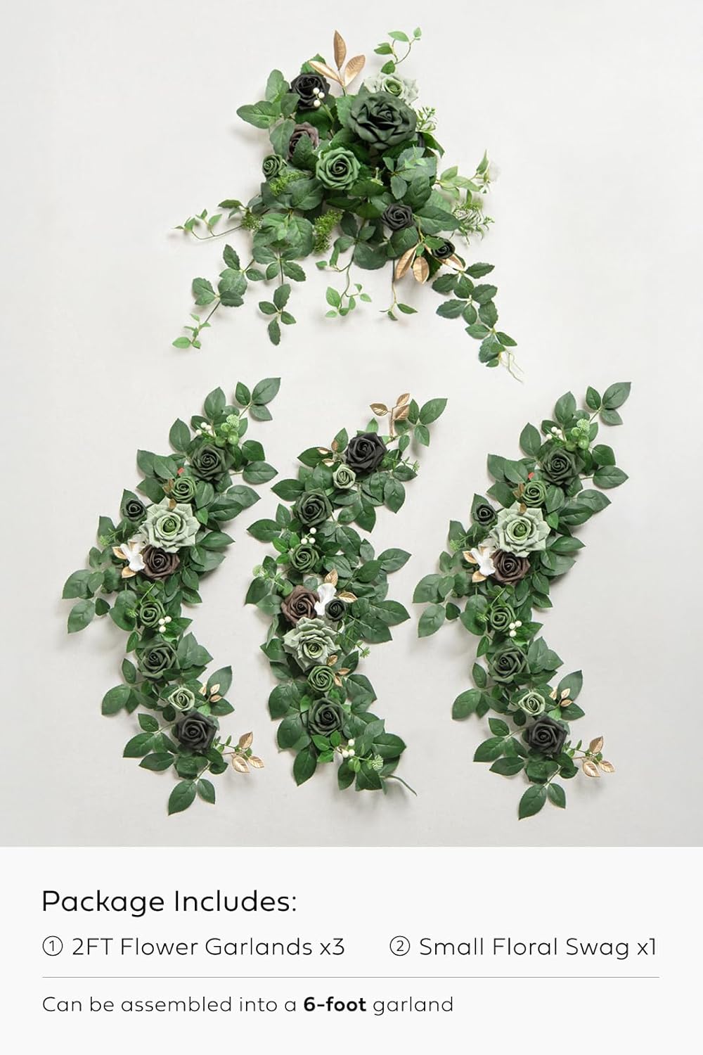 Ling's Moment Flower Garland - 6FT Eucalyptus & Rose - Sweetheart Table Decor for Wedding Reception, Artificial Floral Garland for Arch Mantle, Christmas, Backdrop Decoration, Purple