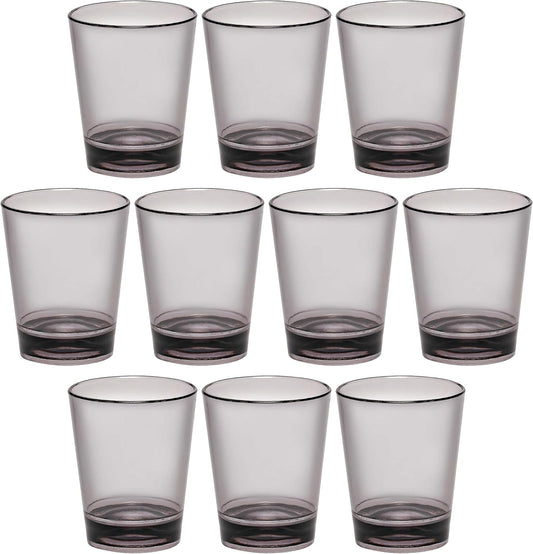 DISCOUNT PROMOS Translucent Plastic Shot Glasses 1.5 oz. Set of 10, Bulk Pack - Acrylic, Great for Wedding, Party, Birthday, Gifts - Charcoal