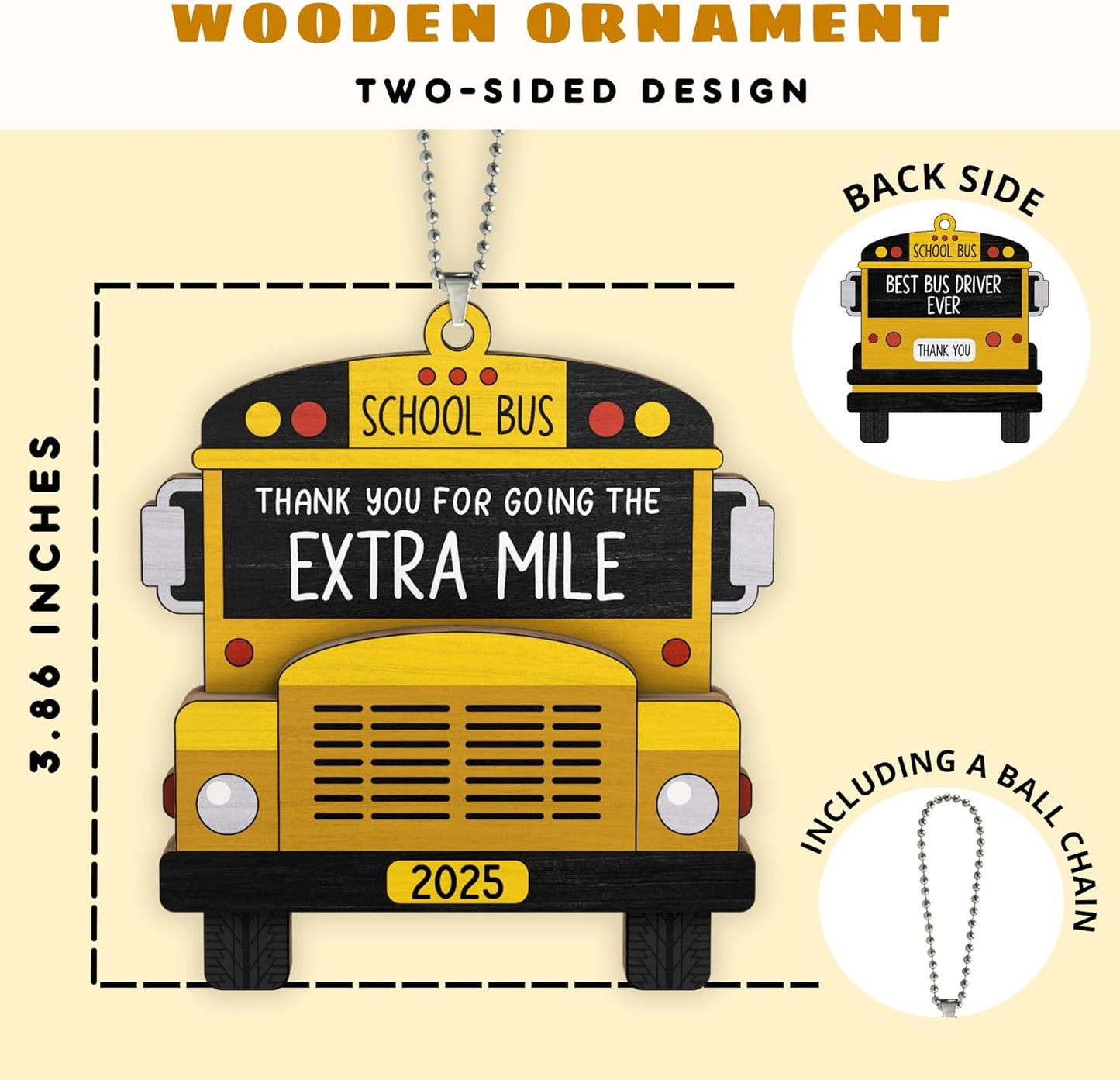 Pawzity Bus Driver Appreciation Gifts - School Bus Ornament - Buses Driver Gifts - School Drivers Ornaments with Card - Thank You, Retirement, Appreciation Gift for Buses Drivers - Wood Ornament 2025