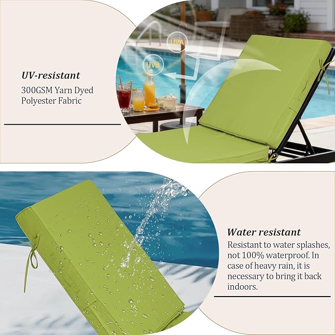 80x26x4in Lounge Cushions for Outdoor Furniture, Outdoor Lounge Chair Cushions - Image 5