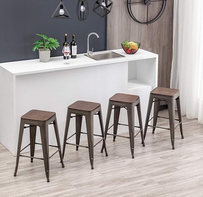 HAOBO Home 24" Backless Metal Counter Stool Height Bar Stools - Image 7