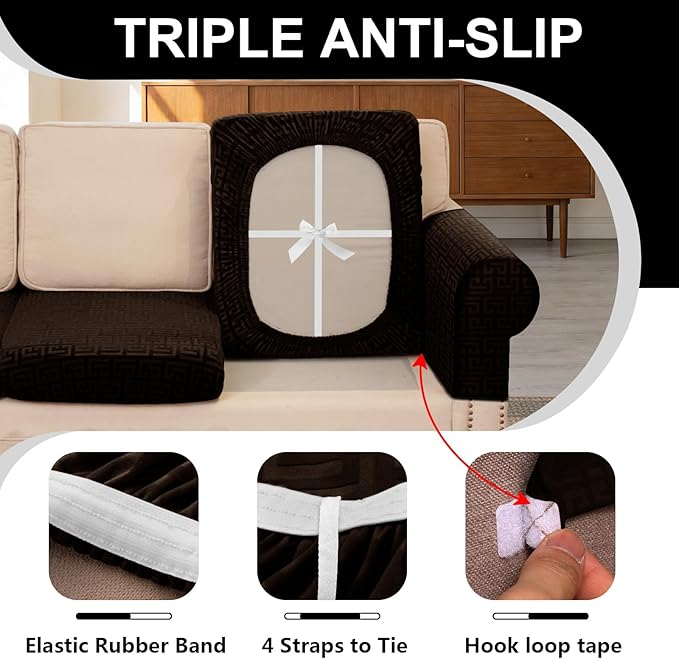 UNBBRRL 10 Pieces Stretch Sofa Cushion Covers - Image 3