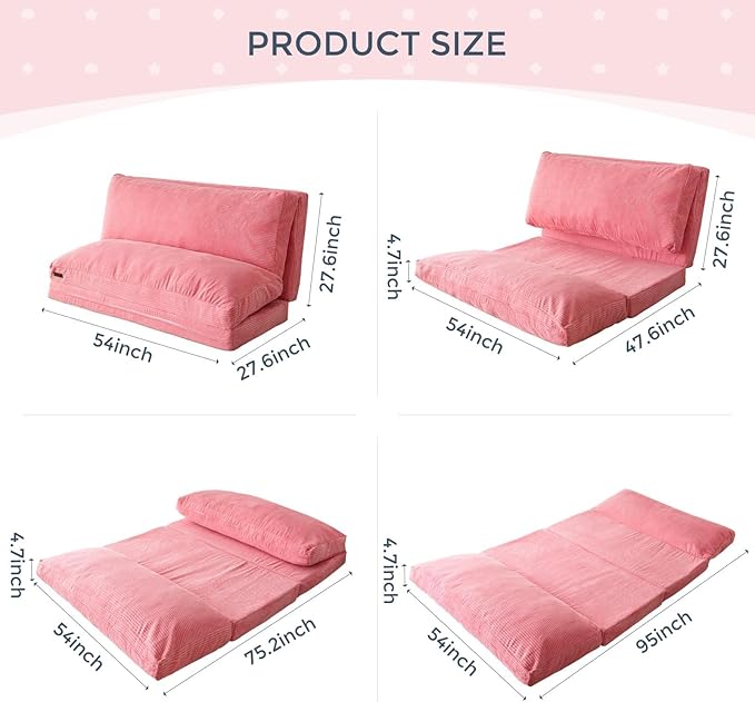 MAXYOYO Folding Sofa Bed, Floor Sofa Convertible Sleeper Chair - Image 2