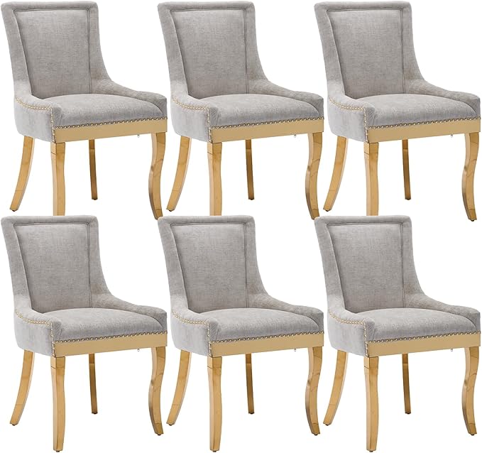 Upholstered Dining Chairs Set of 6, Modern Fabric Side Chairs by MZDOO